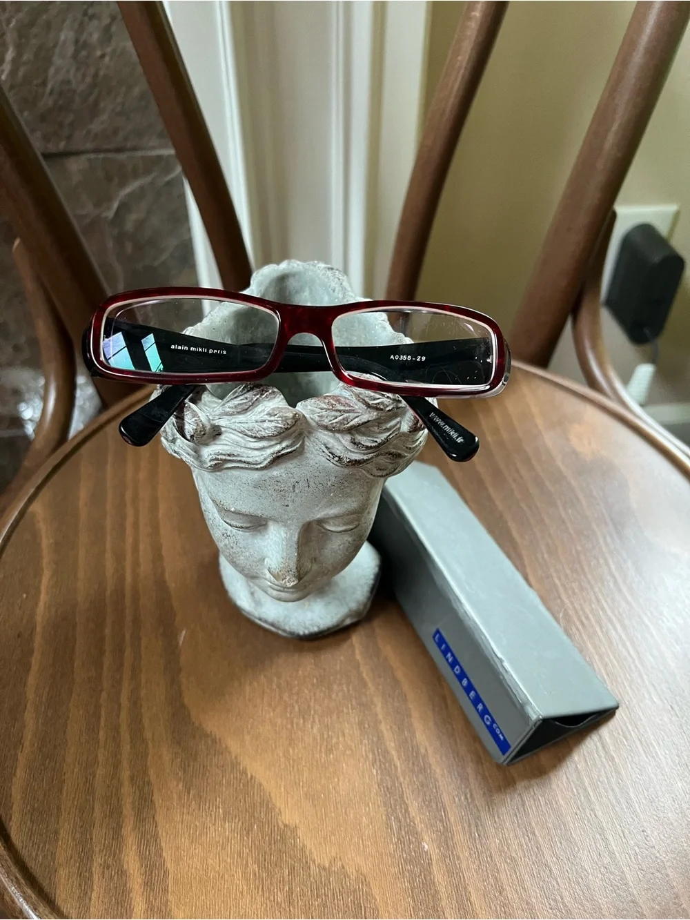 Alain Mikli vintage y2k Rectangular Glasses Frames Burgundy Red Black A0358-29